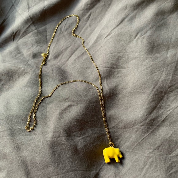 J. Crew yellow enamel hippo necklace on gold chain - Picture 1 of 7
